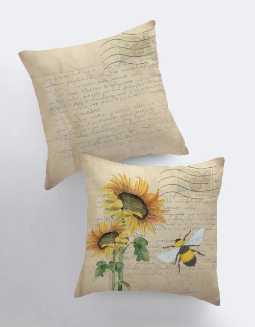 Load image into Gallery viewer, Sunflower | Bee | Pillow Cover | Sunflower Decor |  | Farmhouse Decor | Home Décor | Floral Throw Pillows | Accent Pillow Covers | Gift by UniikPillows
