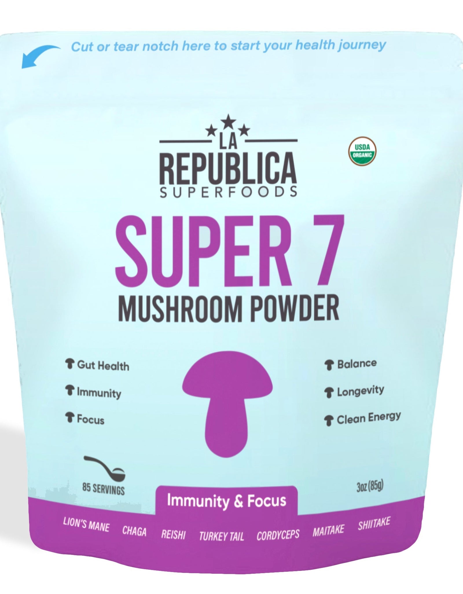 Super 7 Mushroom Extract Powder (3 oz) by La Republica Superfoods