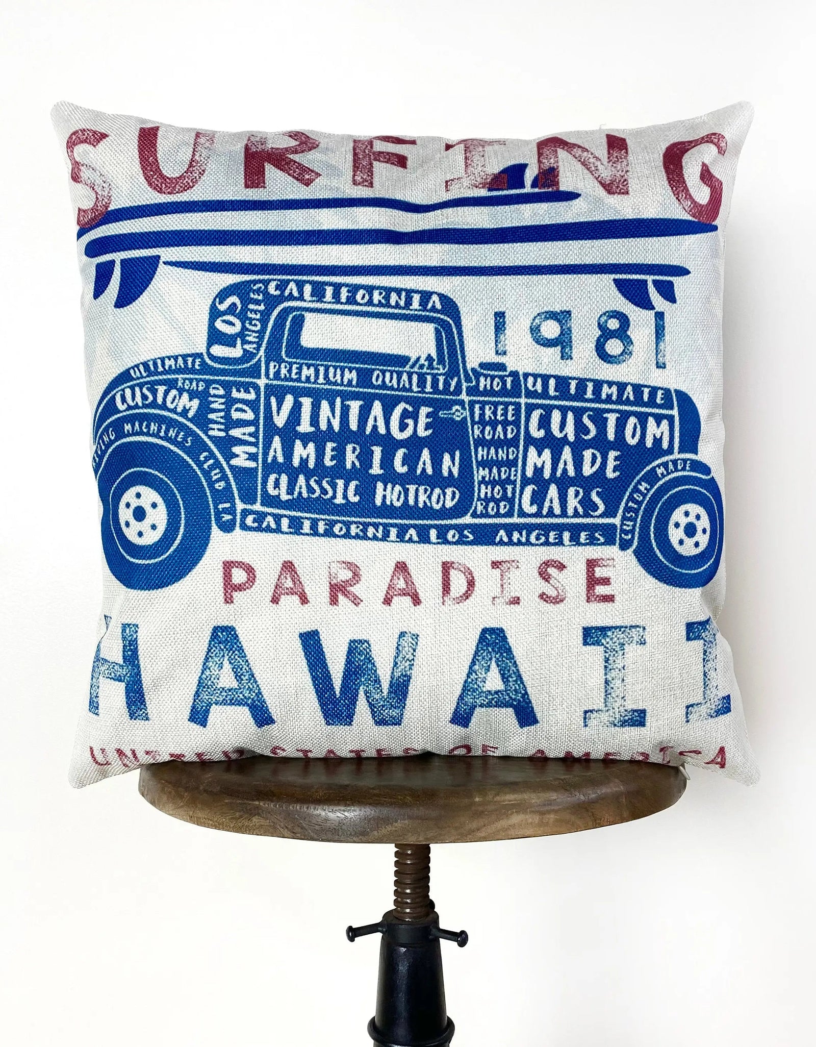 Surfing Hawaii Paradise | Pillow Cover |  Throw Pillow | Surfer | Dad Gift | Classic Car | Gift Ideas | Pillow | Hot Rod | Room Décor by UniikPillows