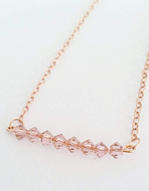 Load image into Gallery viewer, Swarovski Crystal Pink Monochrome Bar Necklace by Salt and Sparkle
