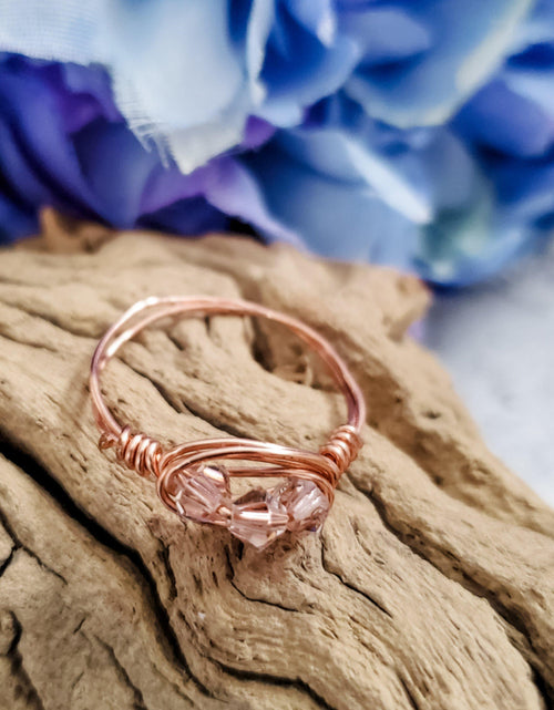 Load image into Gallery viewer, Swarovski Pink Crystal Wire Wrapped Ring by Salt and Sparkle
