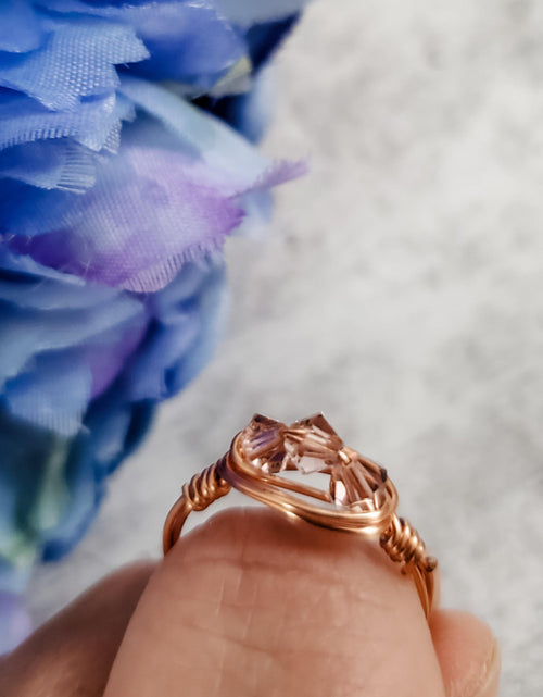 Load image into Gallery viewer, Swarovski Pink Crystal Wire Wrapped Ring by Salt and Sparkle
