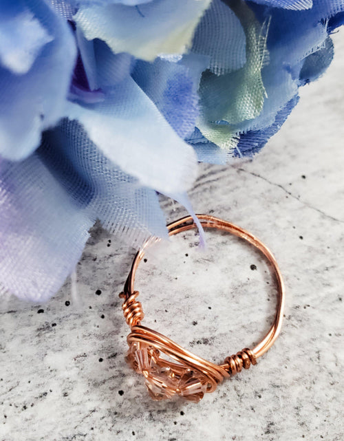 Load image into Gallery viewer, Swarovski Pink Crystal Wire Wrapped Ring by Salt and Sparkle
