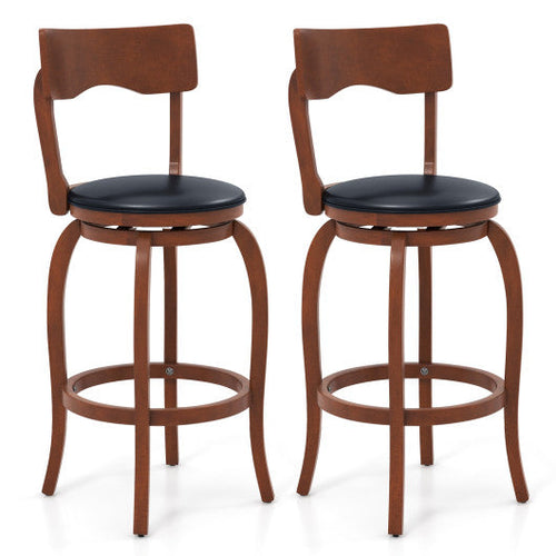 Load image into Gallery viewer, Swivel Bar Stools Set of 2 with Rubber Wood Frame and Upholstered Seat-29 Inch
