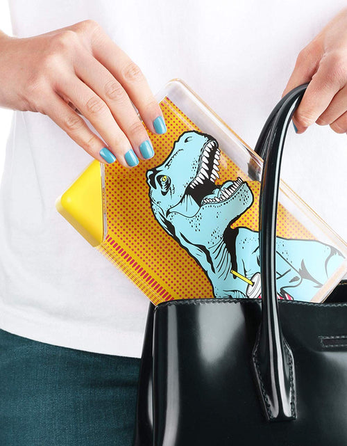 Load image into Gallery viewer, T-Rex Flask Style Pop Art Water Bottle | Flat Profile Fits in Handbag | BPA Free and Dishwasher Safe by The Bullish Store
