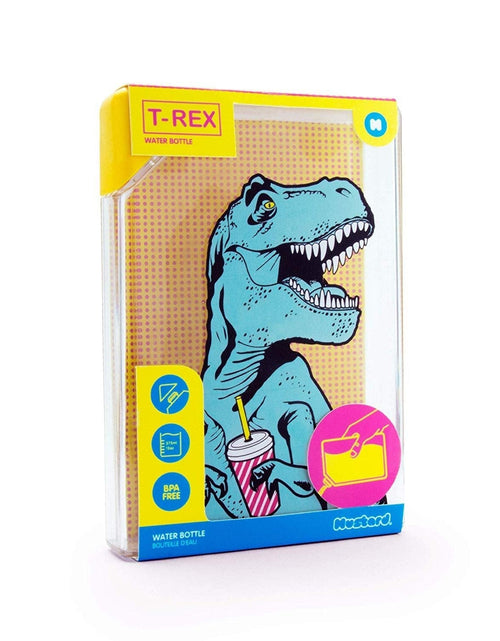 Load image into Gallery viewer, T-Rex Flask Style Pop Art Water Bottle | Flat Profile Fits in Handbag | BPA Free and Dishwasher Safe by The Bullish Store
