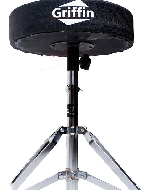 Load image into Gallery viewer, Drum Throne Stand by GRIFFIN | Padded Drummer’s Seat | Comfortable Drum Set Percussion Chair for Adults | Professional Musicians Guitar Stool Double Braced Hardware for Practice with Adjustable Height by GeekStands.com
