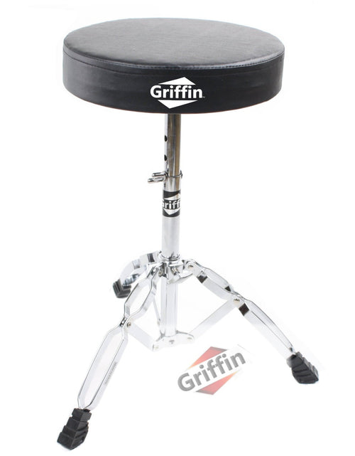 Load image into Gallery viewer, Drum Throne Stand by GRIFFIN | Padded Drummer’s Seat | Comfortable Drum Set Percussion Chair for Adults | Professional Musicians Guitar Stool Double Braced Hardware for Practice with Adjustable Height by GeekStands.com

