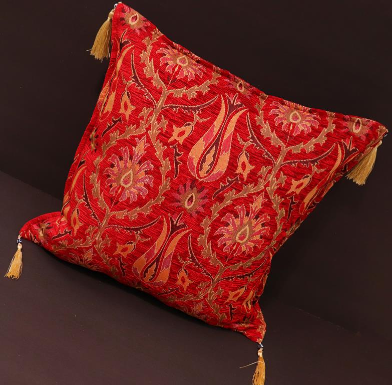 Suzani Tulip Chenille Turkish Decorative Pillow by Bareens Designer Rugs