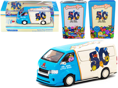 Load image into Gallery viewer, Toyota Hiace Widebody Van "Mr. Men Little Miss 50th Anniversary" (1971-2021) with METAL OIL CAN 1/64 Diecast Model Car by Tarmac Works
