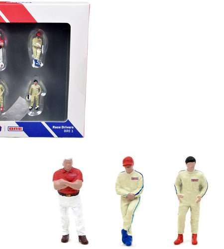 "Race Drivers" 4 Piece Diecast Figure Set "BRE" for 1/64 Scale Models by Tarmac Works & American Diorama