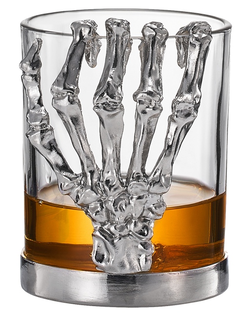 Load image into Gallery viewer, Skeleton Whiskey Glass Tumbler | Single | 10oz Halloween Skeleton Glasses 4.3" H, Goth Gifts, Skeleton Gifts, Skeleton Decor, Spooky Wine Gift Set, Perfect for Halloween Themed Parties by The Wine Savant
