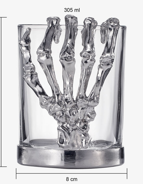 Load image into Gallery viewer, Skeleton Whiskey Glass Tumbler | Single | 10oz Halloween Skeleton Glasses 4.3" H, Goth Gifts, Skeleton Gifts, Skeleton Decor, Spooky Wine Gift Set, Perfect for Halloween Themed Parties by The Wine Savant
