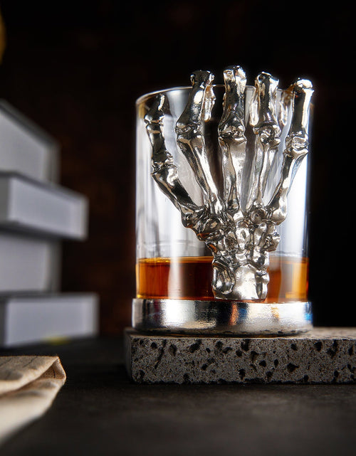Load image into Gallery viewer, Skeleton Whiskey Glass Tumbler | Single | 10oz Halloween Skeleton Glasses 4.3" H, Goth Gifts, Skeleton Gifts, Skeleton Decor, Spooky Wine Gift Set, Perfect for Halloween Themed Parties by The Wine Savant
