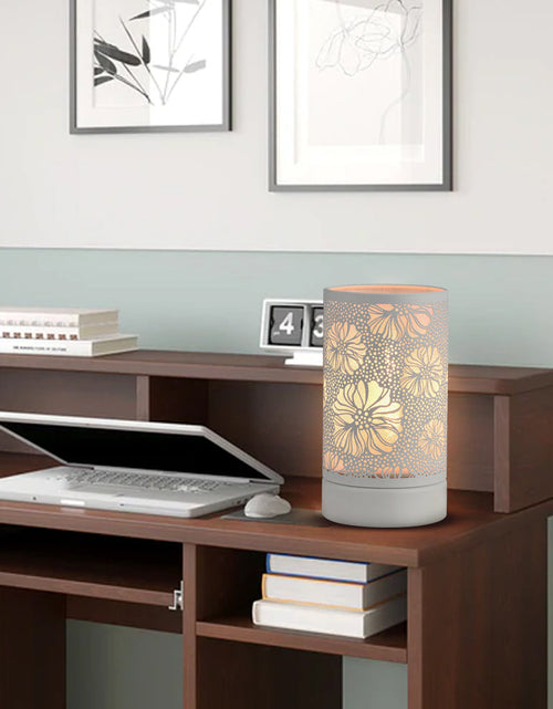 Load image into Gallery viewer, 7" Touch lamp/Oil burner/Wax warmer-White Flower by Peterson Housewares &amp; Artwares
