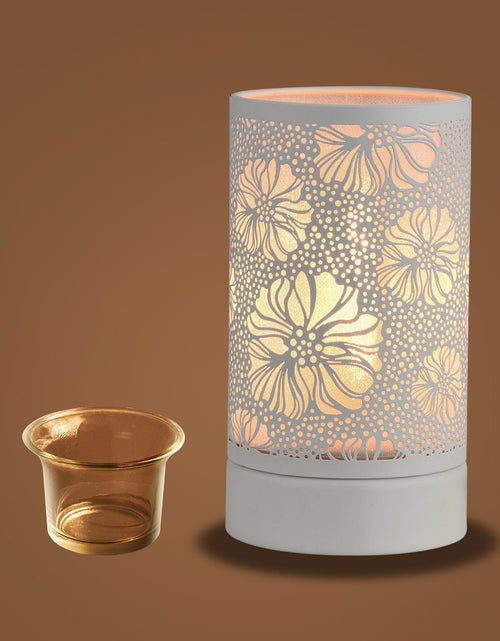 Load image into Gallery viewer, 7" Touch lamp/Oil burner/Wax warmer-White Flower by Peterson Housewares &amp; Artwares
