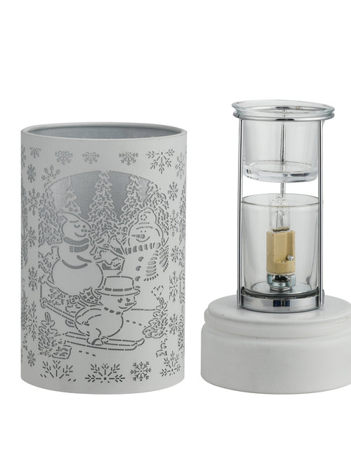 Load image into Gallery viewer, 7" Touch lamp/Oil burner/Wax warmer-White Snowman Family by Peterson Housewares &amp; Artwares
