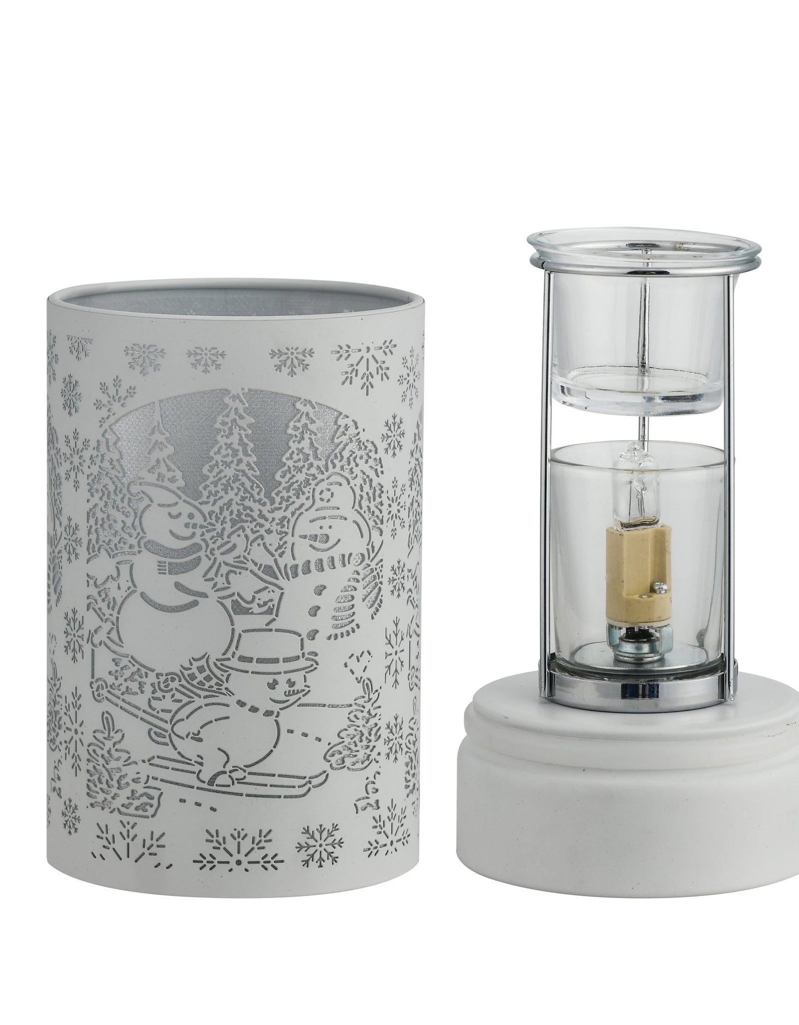 7" Touch lamp/Oil burner/Wax warmer-White Snowman Family by Peterson Housewares & Artwares