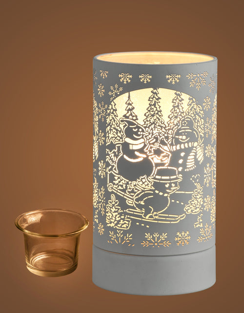 Load image into Gallery viewer, 7" Touch lamp/Oil burner/Wax warmer-White Snowman Family by Peterson Housewares &amp; Artwares
