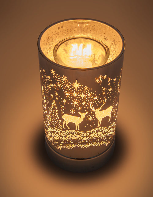 Load image into Gallery viewer, 7" touch lamp-Fragrance Wax Melts Warmer -Electric Candle Essential Oil Burner-Metal Table Decor - Silver Wildlife by Peterson Housewares &amp; Artwares

