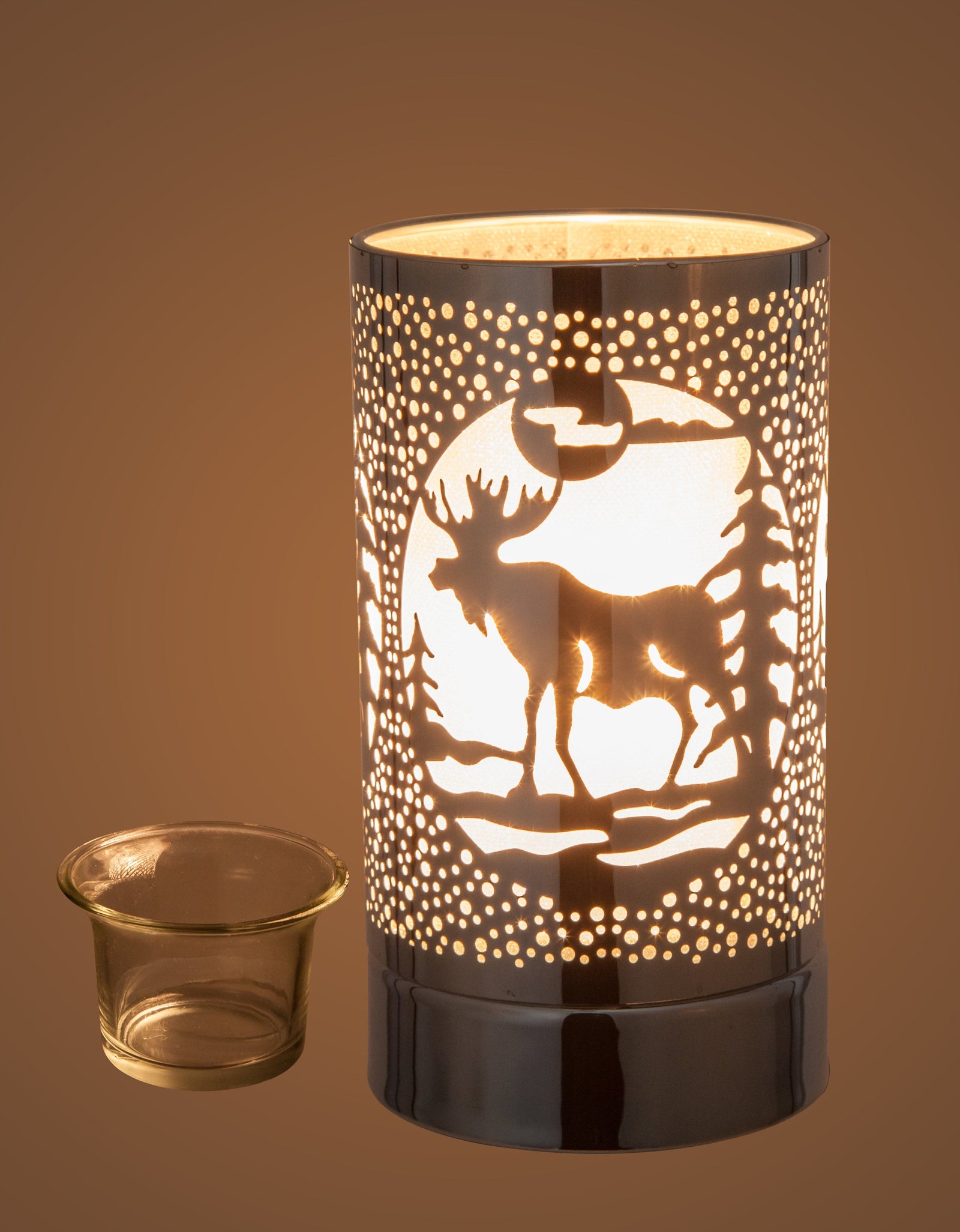 7" touch lamp-Fragrance Wax Melts Warmer -Electric Candle Essential Oil Burner-Metal Table Decor -Silver Moose by Peterson Housewares & Artwares