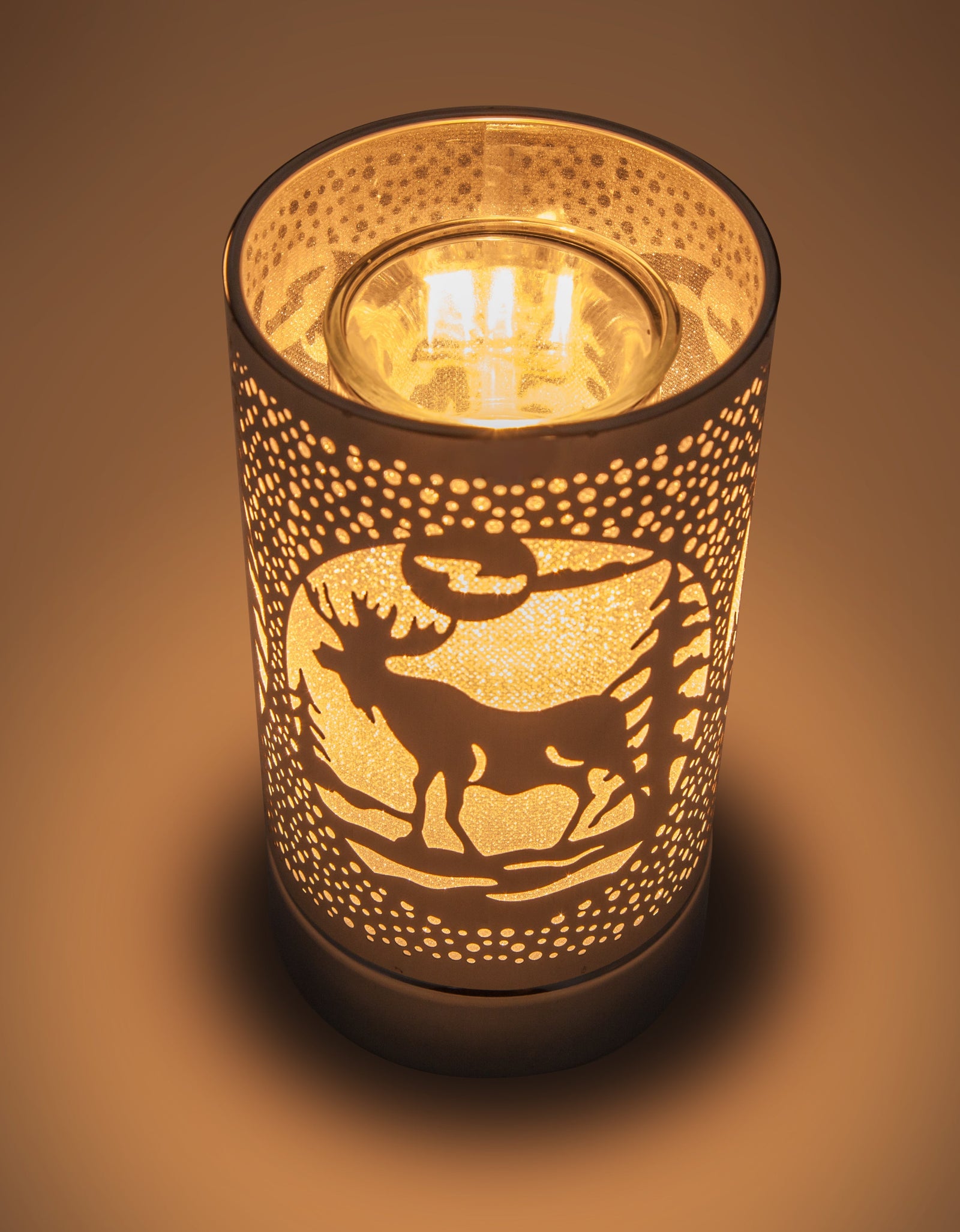 7" touch lamp-Fragrance Wax Melts Warmer -Electric Candle Essential Oil Burner-Metal Table Decor -Silver Moose by Peterson Housewares & Artwares