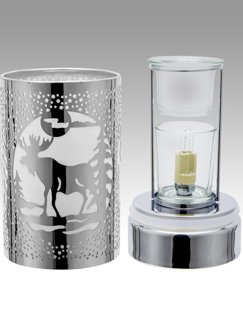 Load image into Gallery viewer, 7" touch lamp-Fragrance Wax Melts Warmer -Electric Candle Essential Oil Burner-Metal Table Decor -Silver Moose by Peterson Housewares &amp; Artwares
