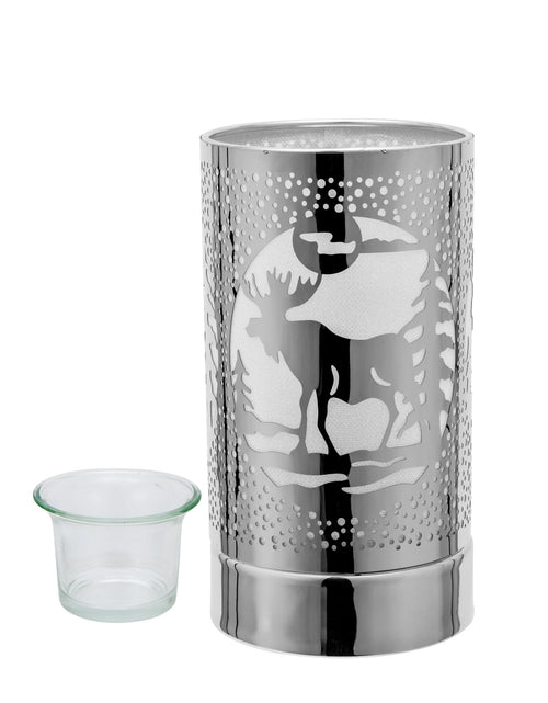 Load image into Gallery viewer, 7" touch lamp-Fragrance Wax Melts Warmer -Electric Candle Essential Oil Burner-Metal Table Decor -Silver Moose by Peterson Housewares &amp; Artwares

