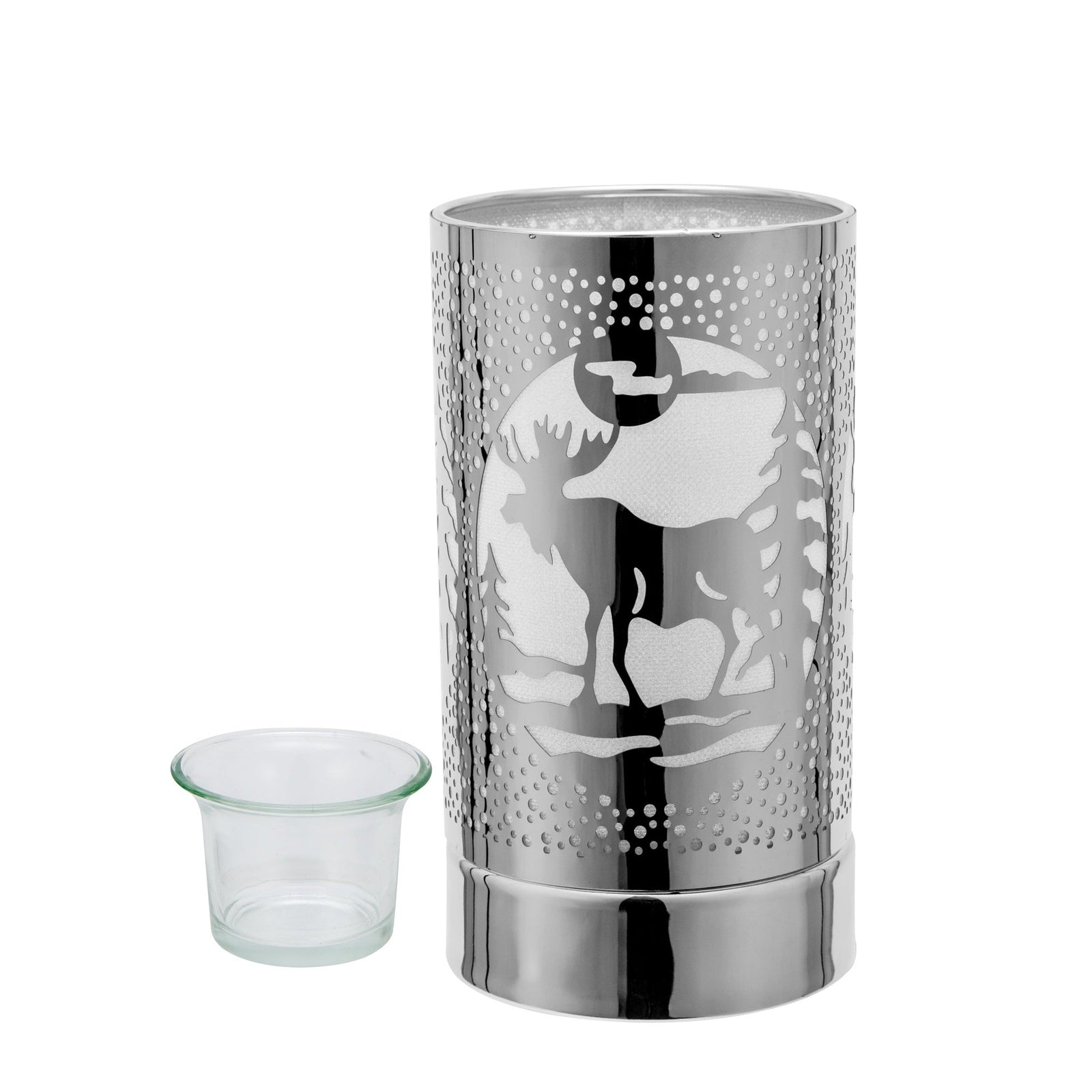 7" touch lamp-Fragrance Wax Melts Warmer -Electric Candle Essential Oil Burner-Metal Table Decor -Silver Moose by Peterson Housewares & Artwares