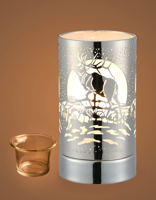 Load image into Gallery viewer, 7" Touch lamp/Oil burner/Wax warmer- Silver Elk by Peterson Housewares &amp; Artwares
