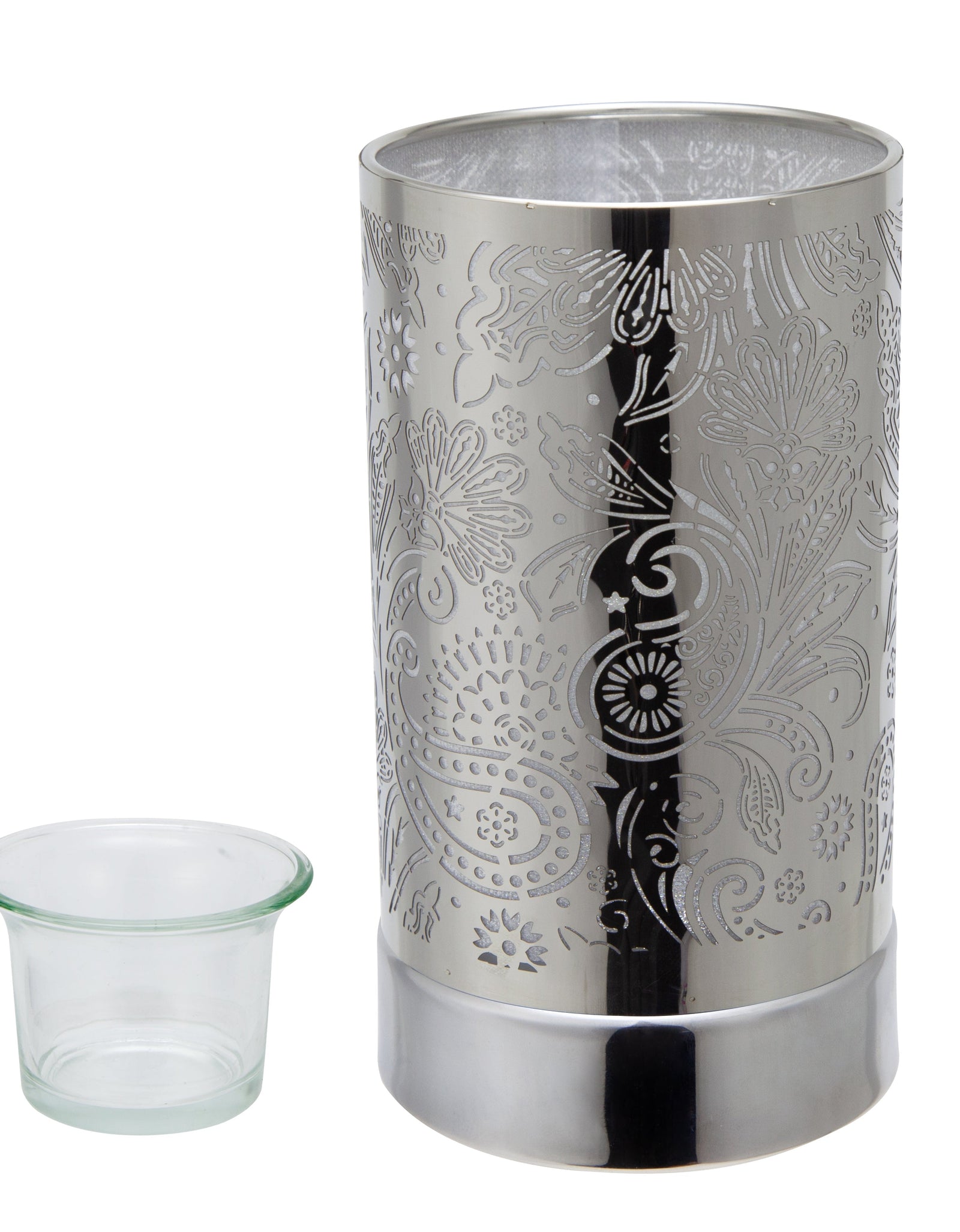 7" Touch lamp/Oil burner/Wax warmer-Silver Secret Garden by Peterson Housewares & Artwares