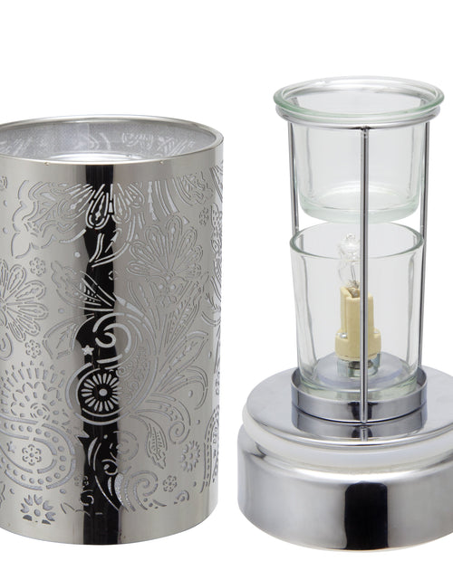 Load image into Gallery viewer, 7" Touch lamp/Oil burner/Wax warmer-Silver Secret Garden by Peterson Housewares &amp; Artwares
