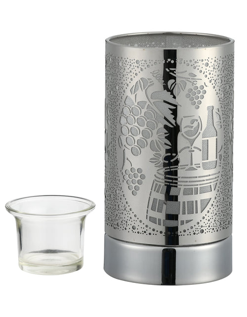 Load image into Gallery viewer, 7" Touch lamp/Oil burner/Wax warmer-Silver Wine Time by Peterson Housewares &amp; Artwares
