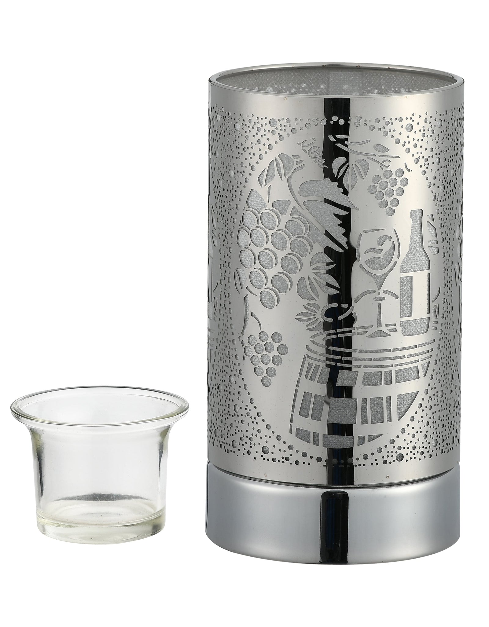 7" Touch lamp/Oil burner/Wax warmer-Silver Wine Time by Peterson Housewares & Artwares