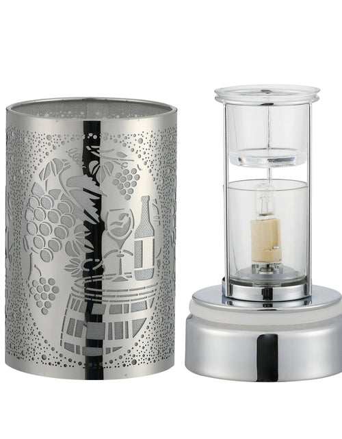 Load image into Gallery viewer, 7" Touch lamp/Oil burner/Wax warmer-Silver Wine Time by Peterson Housewares &amp; Artwares
