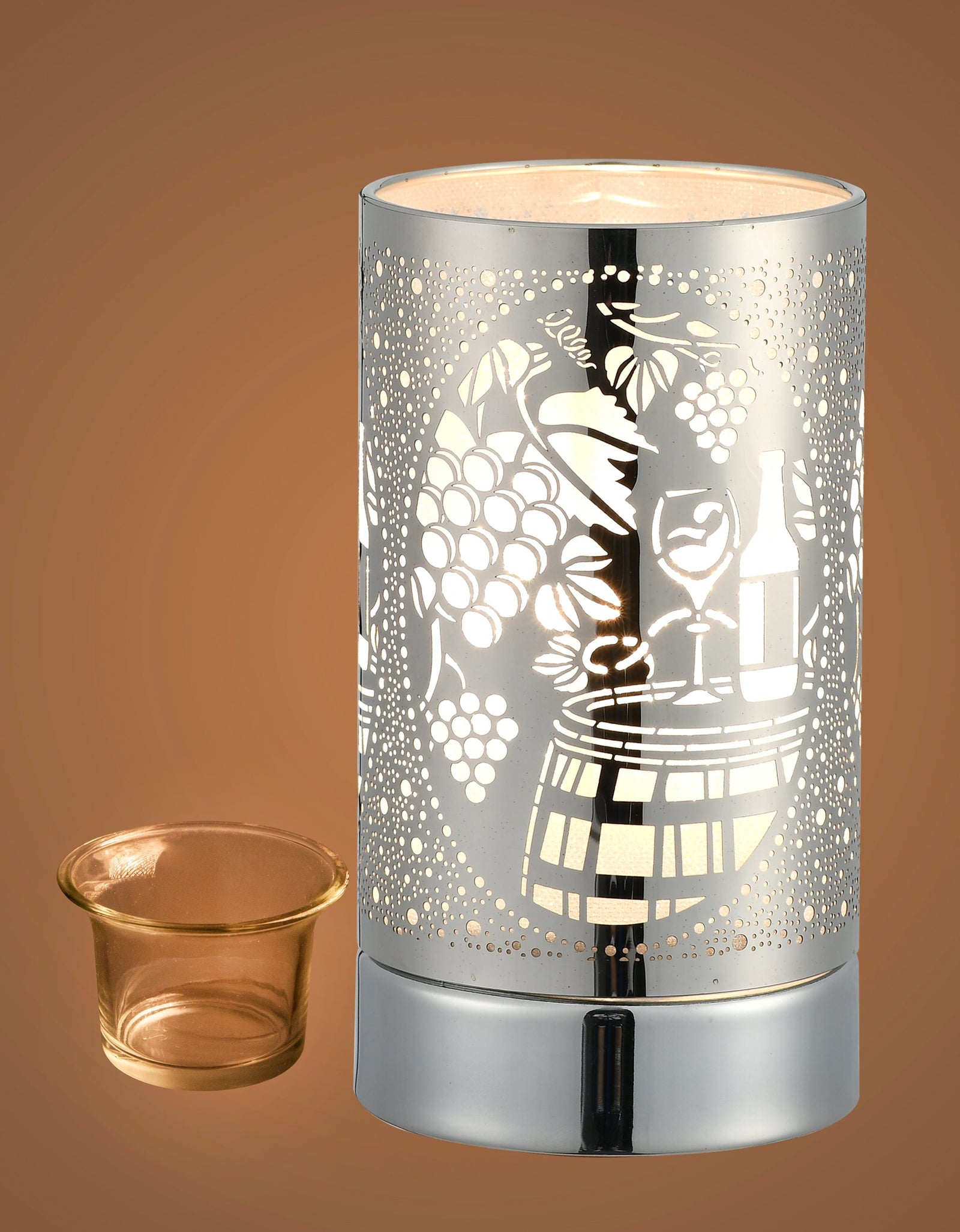 7" Touch lamp/Oil burner/Wax warmer-Silver Wine Time by Peterson Housewares & Artwares