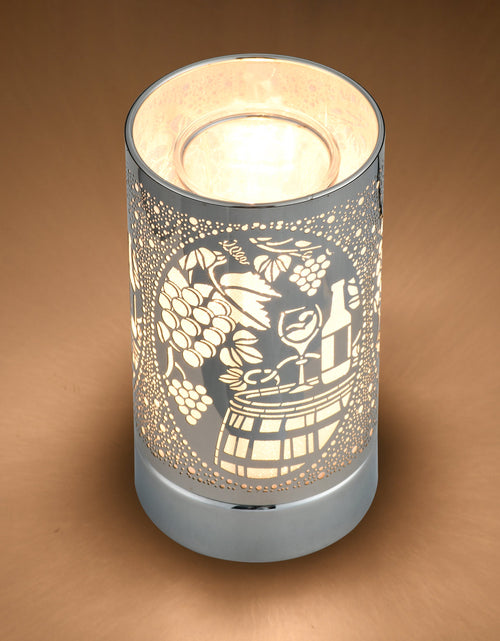 Load image into Gallery viewer, 7" Touch lamp/Oil burner/Wax warmer-Silver Wine Time by Peterson Housewares &amp; Artwares

