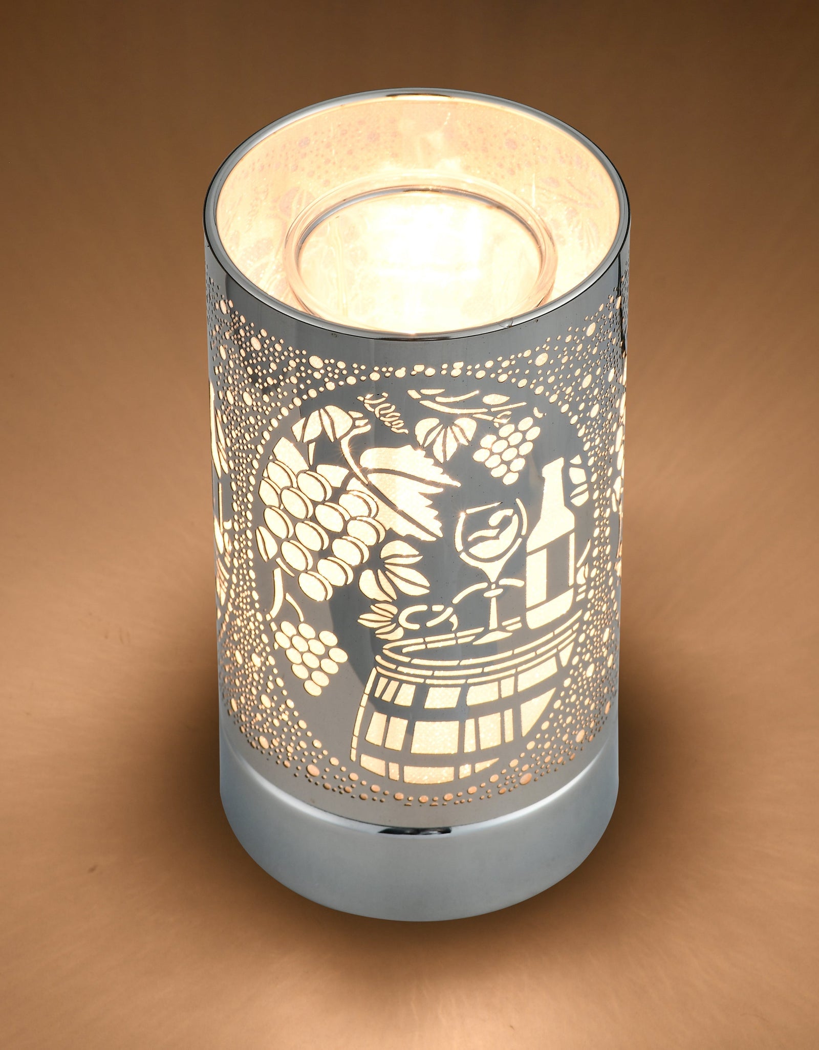 7" Touch lamp/Oil burner/Wax warmer-Silver Wine Time by Peterson Housewares & Artwares