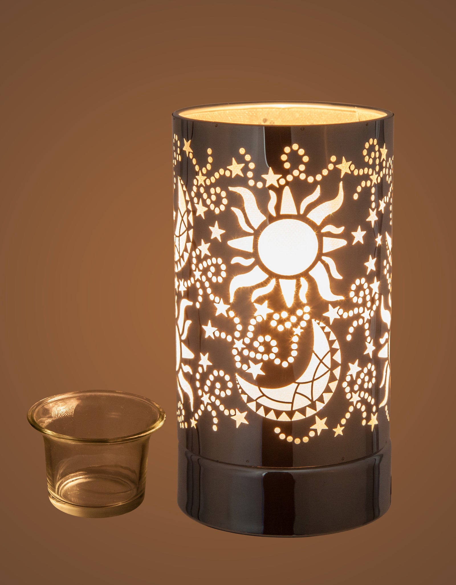 touch lamp-Fragrance Wax Melts Warmer -Electric Candle Essential Oil Burner-Metal  Silver Galaxy Table Decor by Peterson Housewares & Artwares