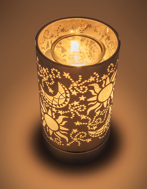 Load image into Gallery viewer, touch lamp-Fragrance Wax Melts Warmer -Electric Candle Essential Oil Burner-Metal  Silver Galaxy Table Decor by Peterson Housewares &amp; Artwares
