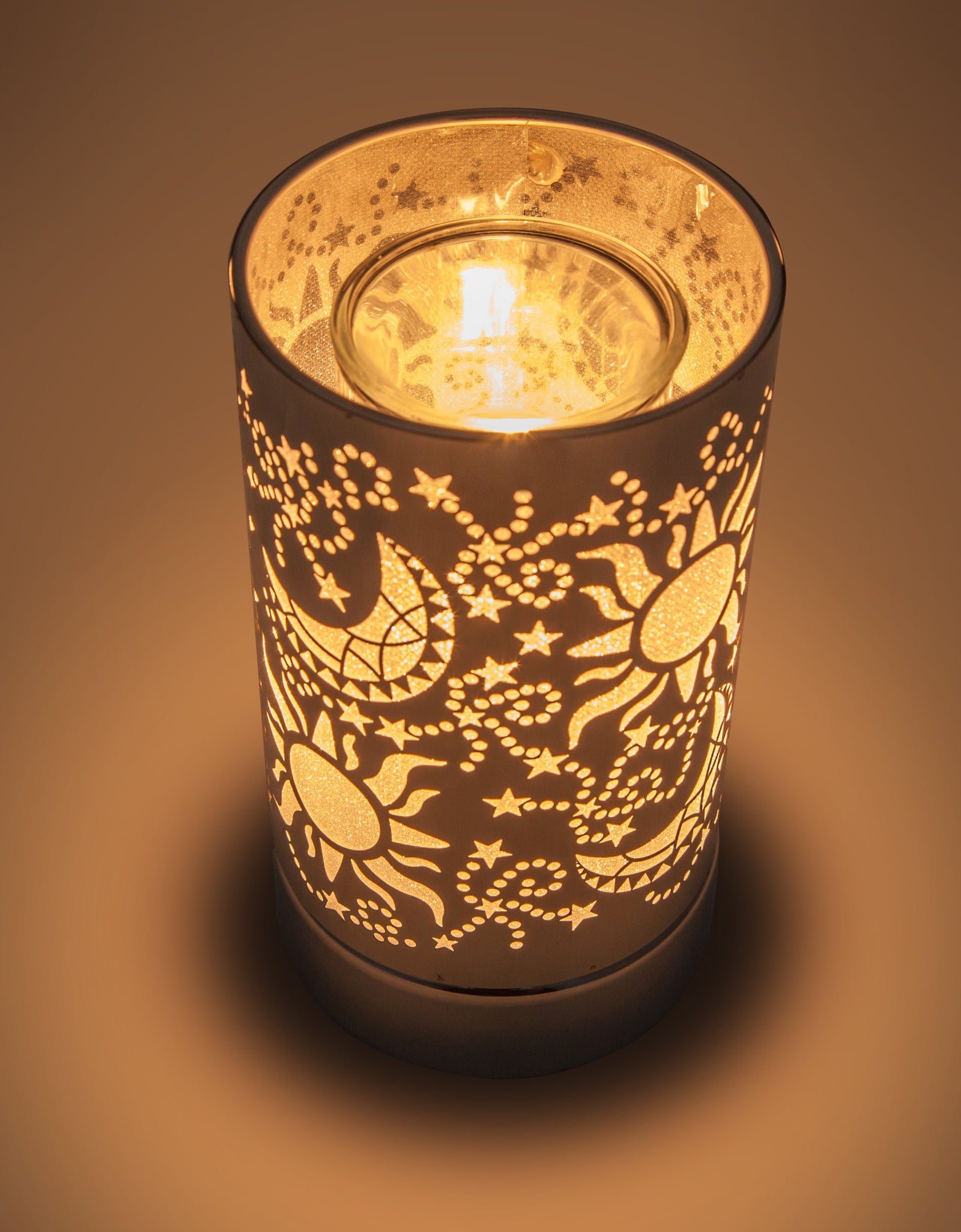 touch lamp-Fragrance Wax Melts Warmer -Electric Candle Essential Oil Burner-Metal  Silver Galaxy Table Decor by Peterson Housewares & Artwares