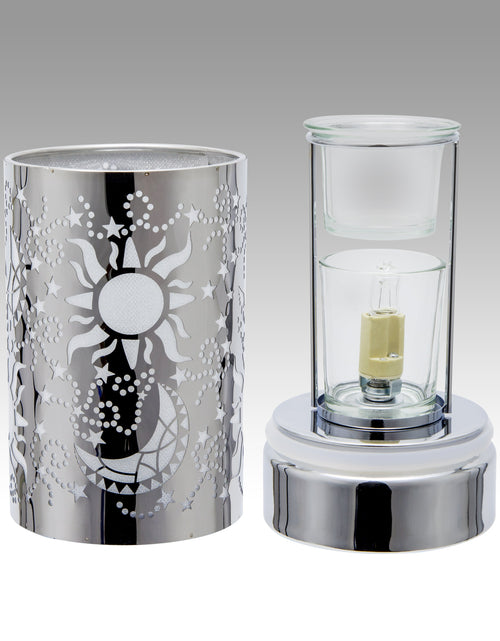 Load image into Gallery viewer, touch lamp-Fragrance Wax Melts Warmer -Electric Candle Essential Oil Burner-Metal  Silver Galaxy Table Decor by Peterson Housewares &amp; Artwares
