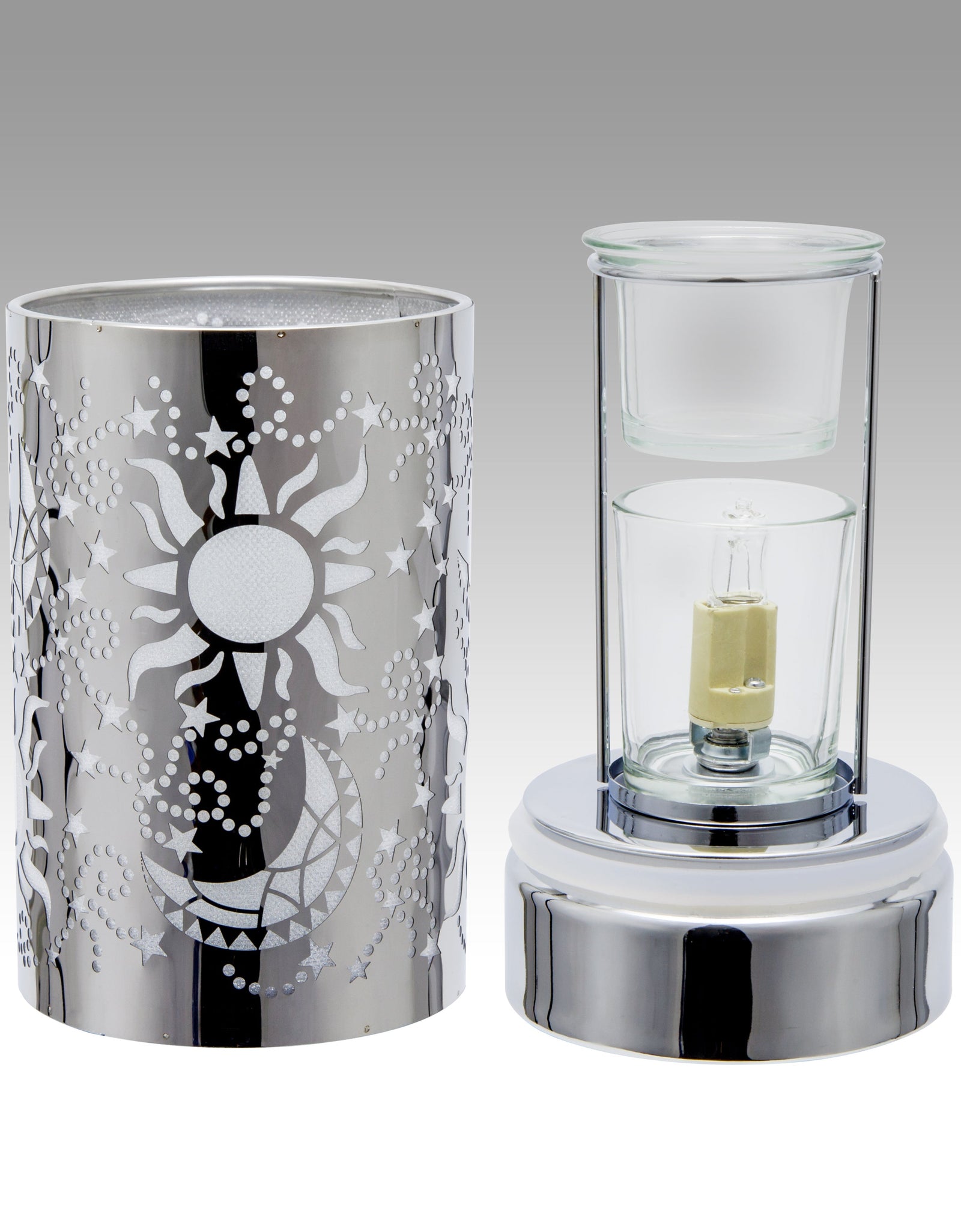 touch lamp-Fragrance Wax Melts Warmer -Electric Candle Essential Oil Burner-Metal  Silver Galaxy Table Decor by Peterson Housewares & Artwares