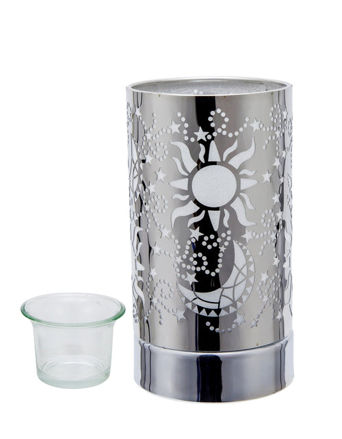 Load image into Gallery viewer, touch lamp-Fragrance Wax Melts Warmer -Electric Candle Essential Oil Burner-Metal  Silver Galaxy Table Decor by Peterson Housewares &amp; Artwares
