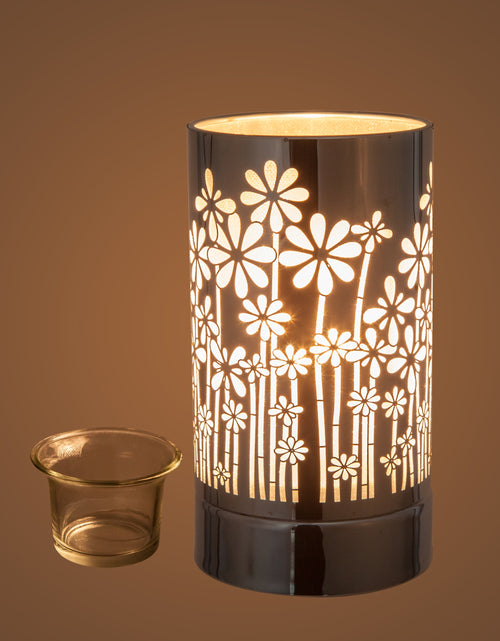 Load image into Gallery viewer, 7" touch lamp-Fragrance Wax Melts Warmer -Electric Candle Essential Oil Burner-Metal Silver GardenTable Decor by Peterson Housewares &amp; Artwares
