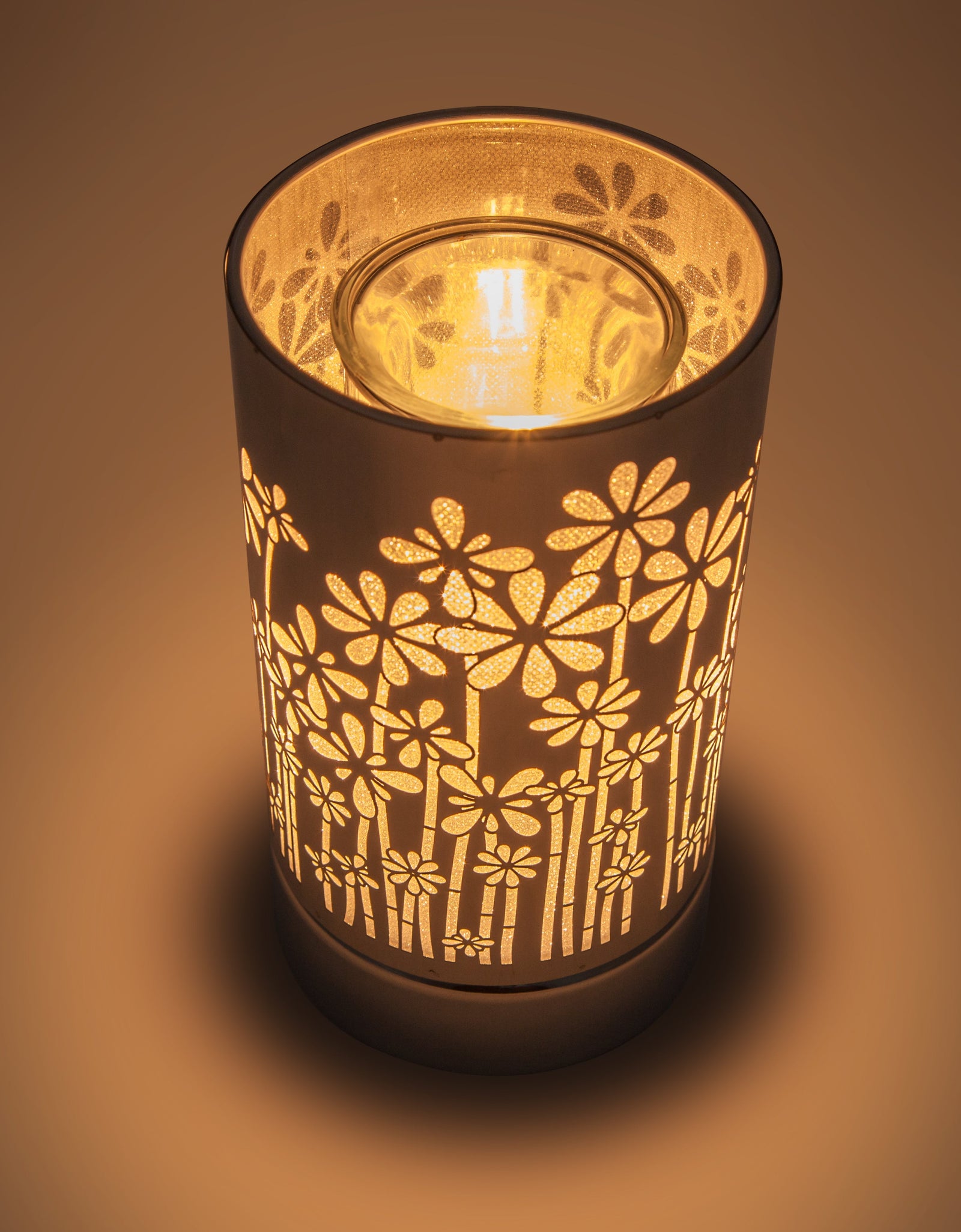 7" touch lamp-Fragrance Wax Melts Warmer -Electric Candle Essential Oil Burner-Metal Silver GardenTable Decor by Peterson Housewares & Artwares