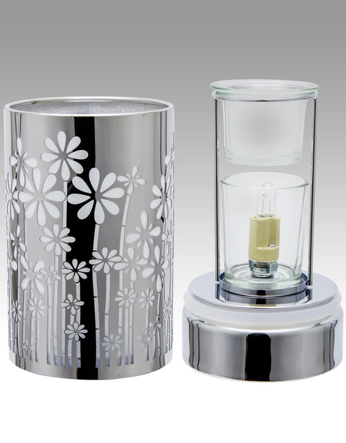 Load image into Gallery viewer, 7" touch lamp-Fragrance Wax Melts Warmer -Electric Candle Essential Oil Burner-Metal Silver GardenTable Decor by Peterson Housewares &amp; Artwares
