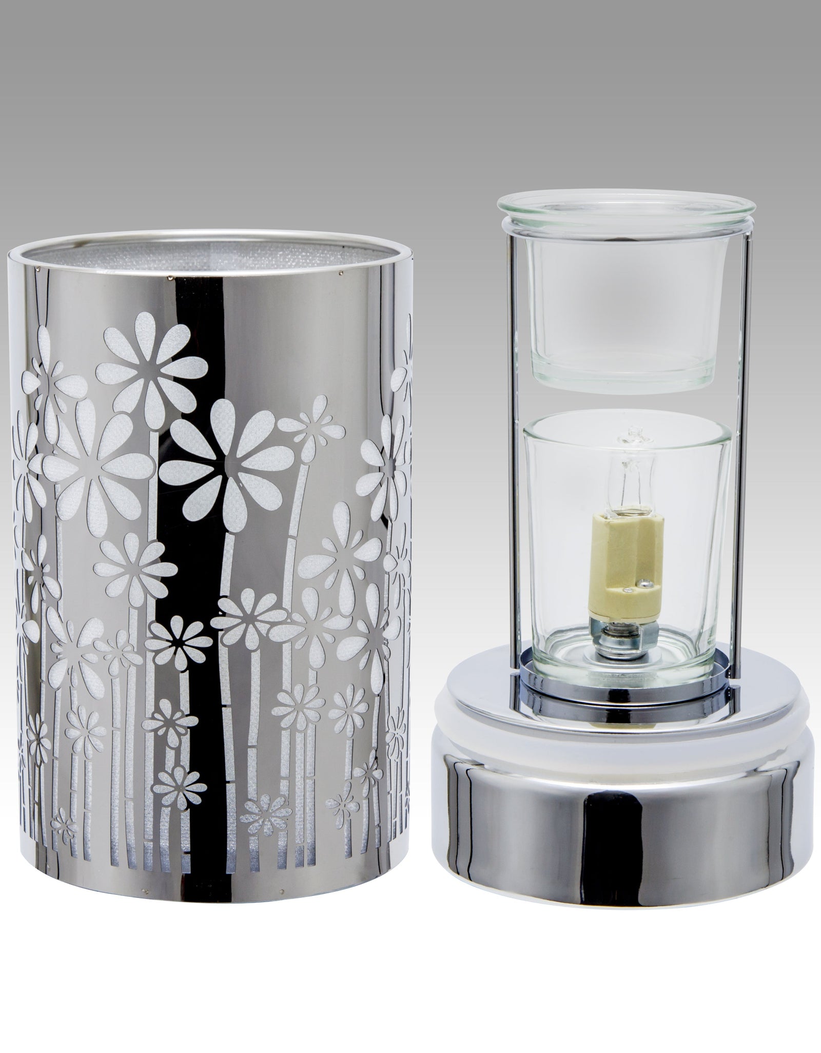 7" touch lamp-Fragrance Wax Melts Warmer -Electric Candle Essential Oil Burner-Metal Silver GardenTable Decor by Peterson Housewares & Artwares