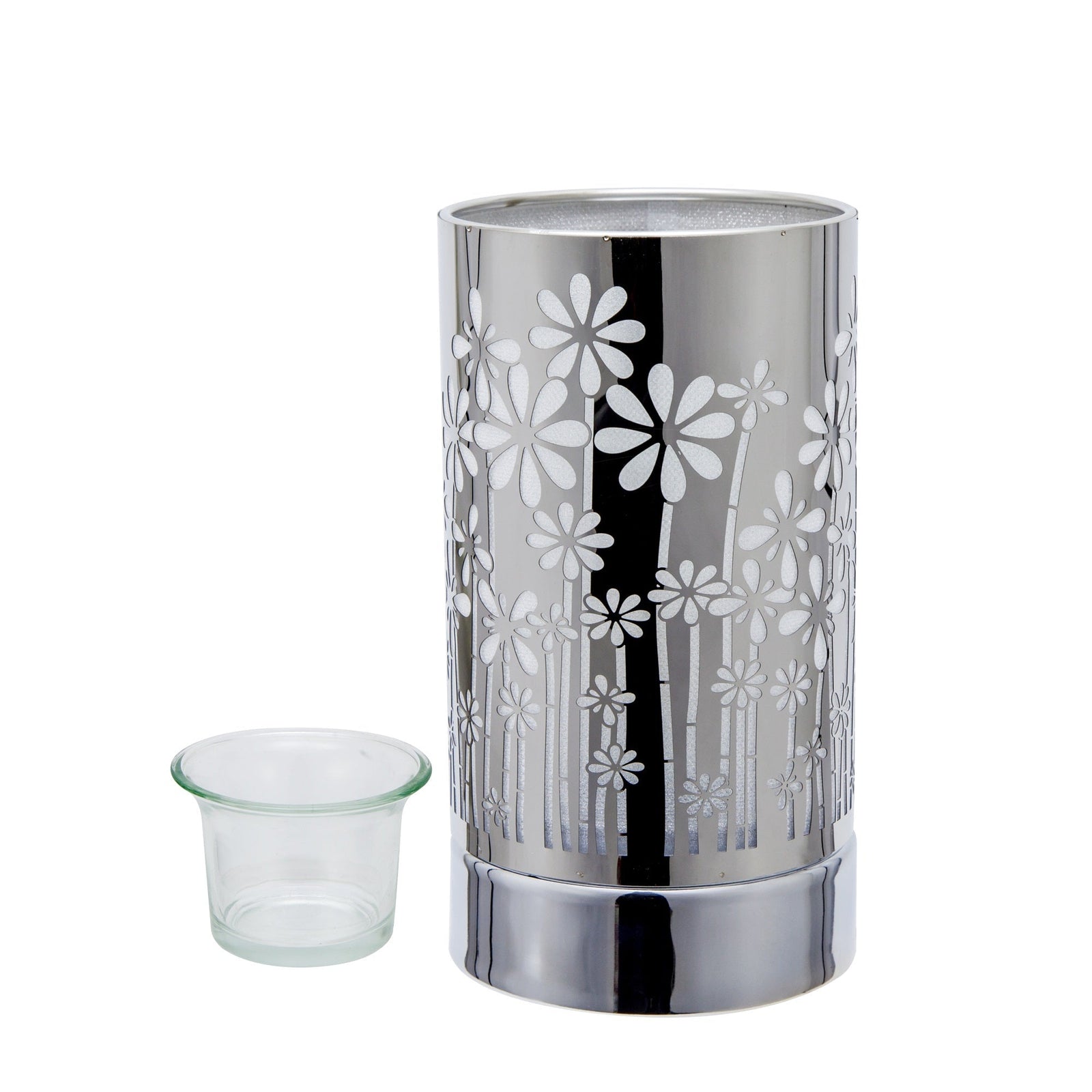 7" touch lamp-Fragrance Wax Melts Warmer -Electric Candle Essential Oil Burner-Metal Silver GardenTable Decor by Peterson Housewares & Artwares