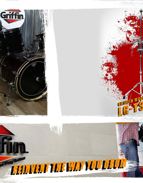 Load image into Gallery viewer, Double Tom Drum Stand with Cymbal Arm by GRIFFIN - Drummers Percussion Set Hardware Kit by GeekStands.com
